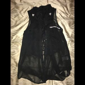 Black Sleeveless Sheer Top